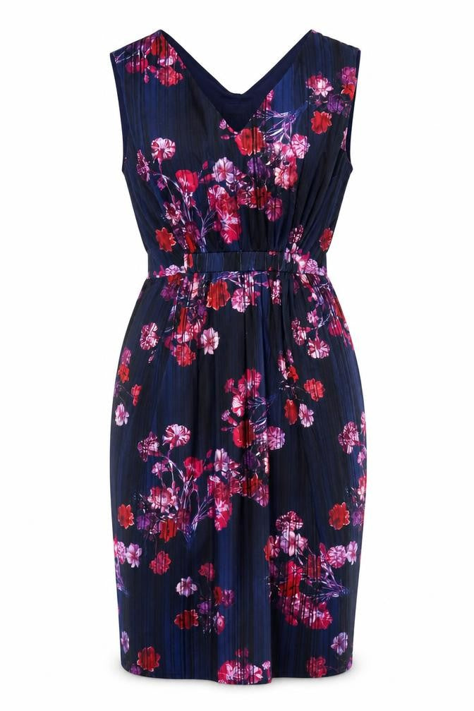 Front view of Phase Eight Women's Multicoloured Floral V-Neck Sheath Dress, size 16