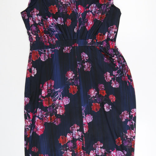 Phase Eight Women's Multicoloured Floral V-Neck Sheath Dress Size 16