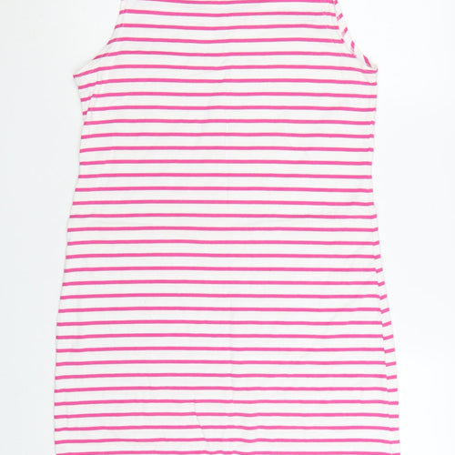 Joules Womens Pink White Striped Cotton Sleeveless T-Shirt Dress Size 14