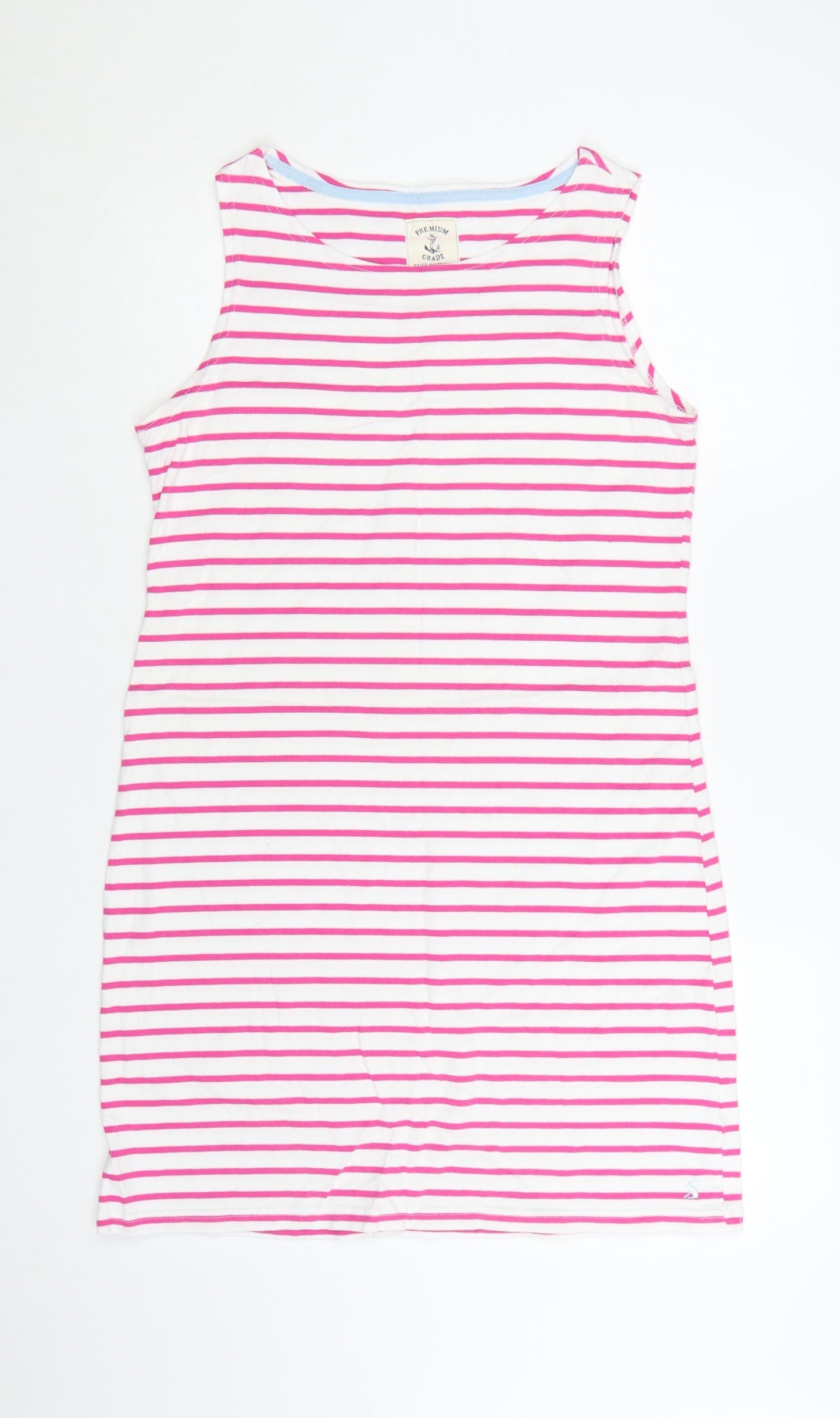 Joules Womens Pink White Striped Cotton Sleeveless T-Shirt Dress Size 14