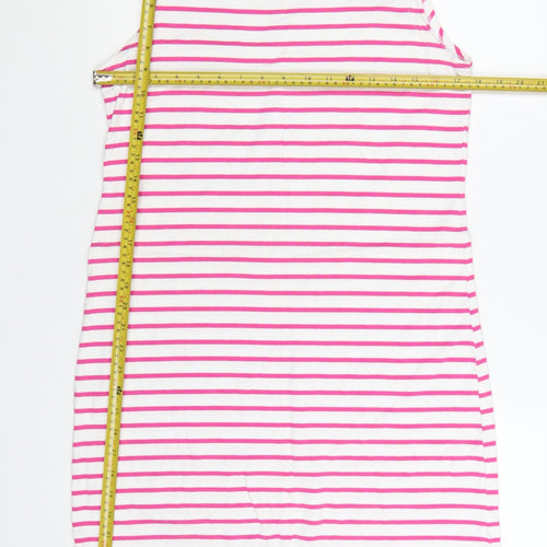 Joules Womens Pink White Striped Cotton Sleeveless T-Shirt Dress Size 14
