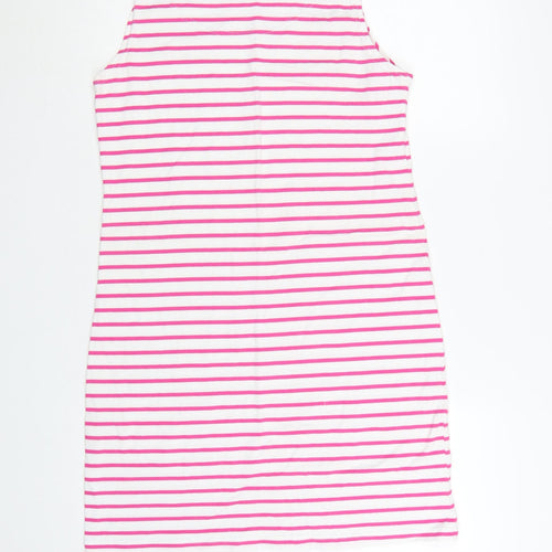 Joules Womens Pink White Striped Cotton Sleeveless T-Shirt Dress Size 14