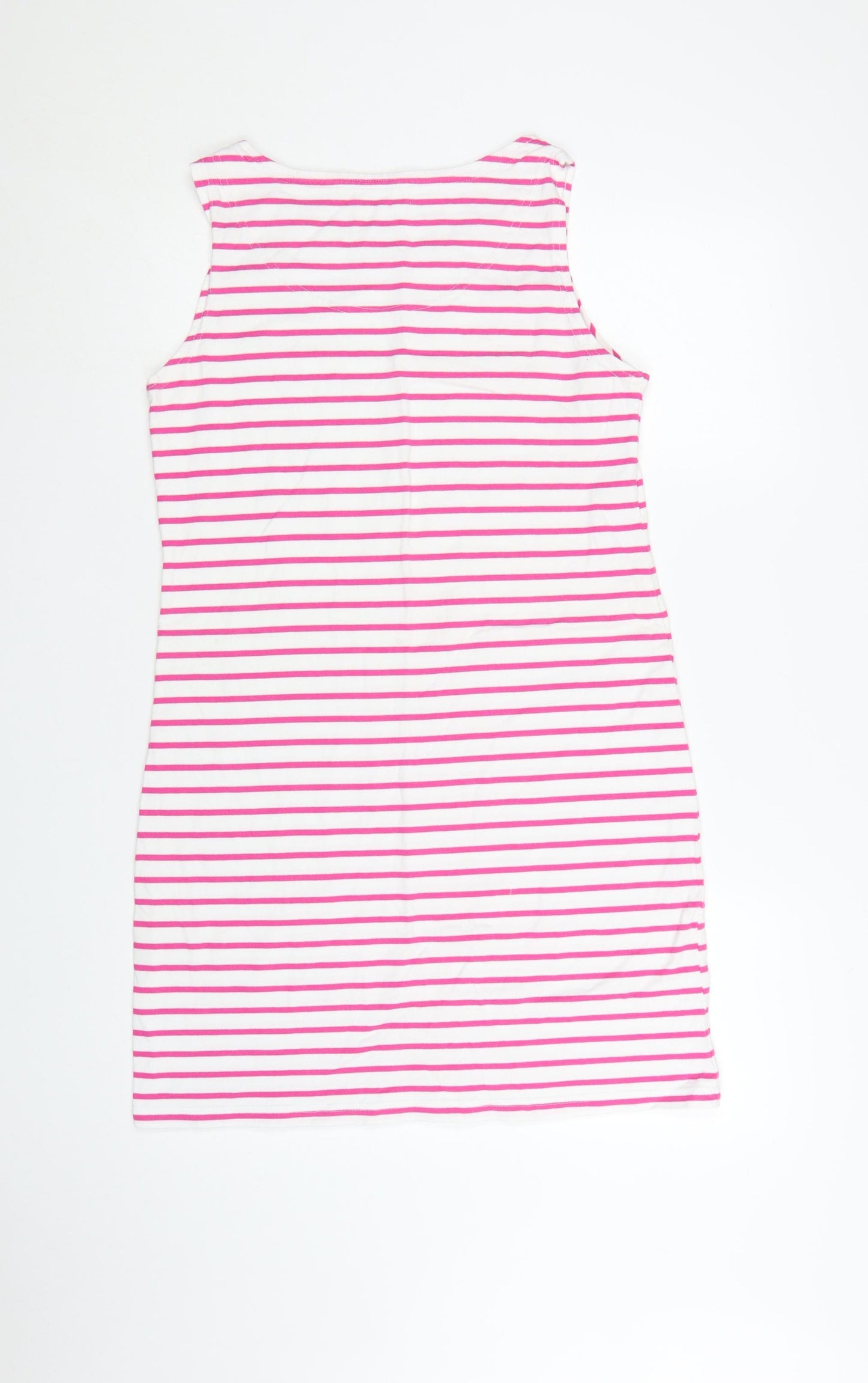 Joules Womens Pink White Striped Cotton Sleeveless T-Shirt Dress Size 14