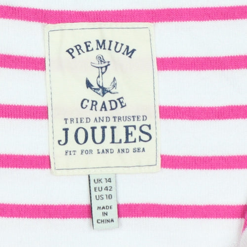 Joules Womens Pink White Striped Cotton Sleeveless T-Shirt Dress Size 14
