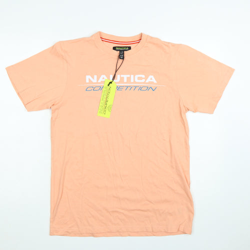 Nautica Competition Women's Peach T-Shirt UK 10 100% Cotton Short Sleeve
