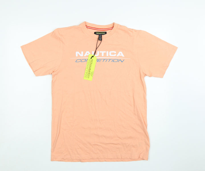 Nautica Competition Women's Peach T-Shirt UK 10 100% Cotton Short Sleeve