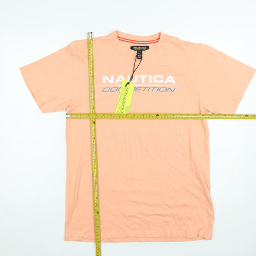 Nautica Competition Women's Peach T-Shirt UK 10 100% Cotton Short Sleeve