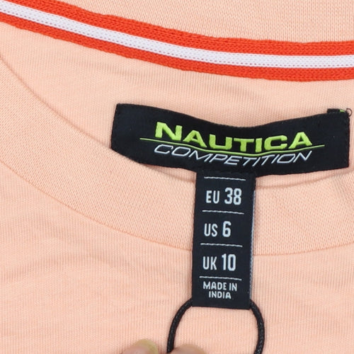 Nautica Competition Women's Peach T-Shirt UK 10 100% Cotton Short Sleeve