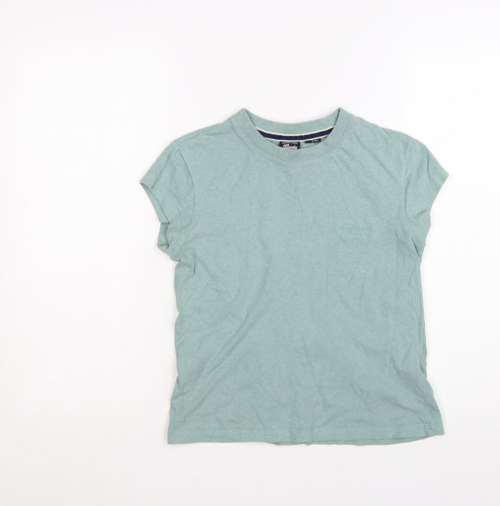 Superdry Womens Green Basic Jersey Cotton T-Shirt Size 10