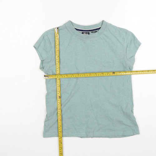 Superdry Womens Green Basic Jersey Cotton T-Shirt Size 10