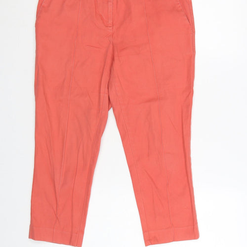Next Petite Orange Cropped Slim Trousers Women’s Size 10P Cotton Blend