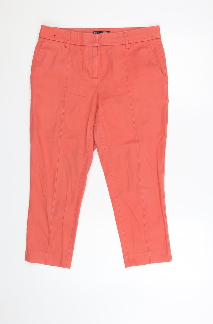 Next Petite Orange Cropped Slim Trousers Women’s Size 10P Cotton Blend
