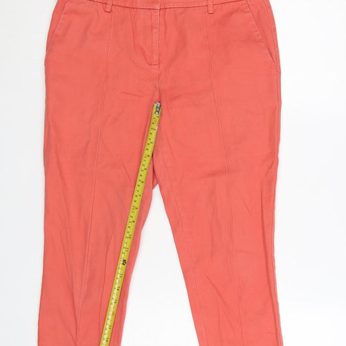 Next Petite Orange Cropped Slim Trousers Women’s Size 10P Cotton Blend