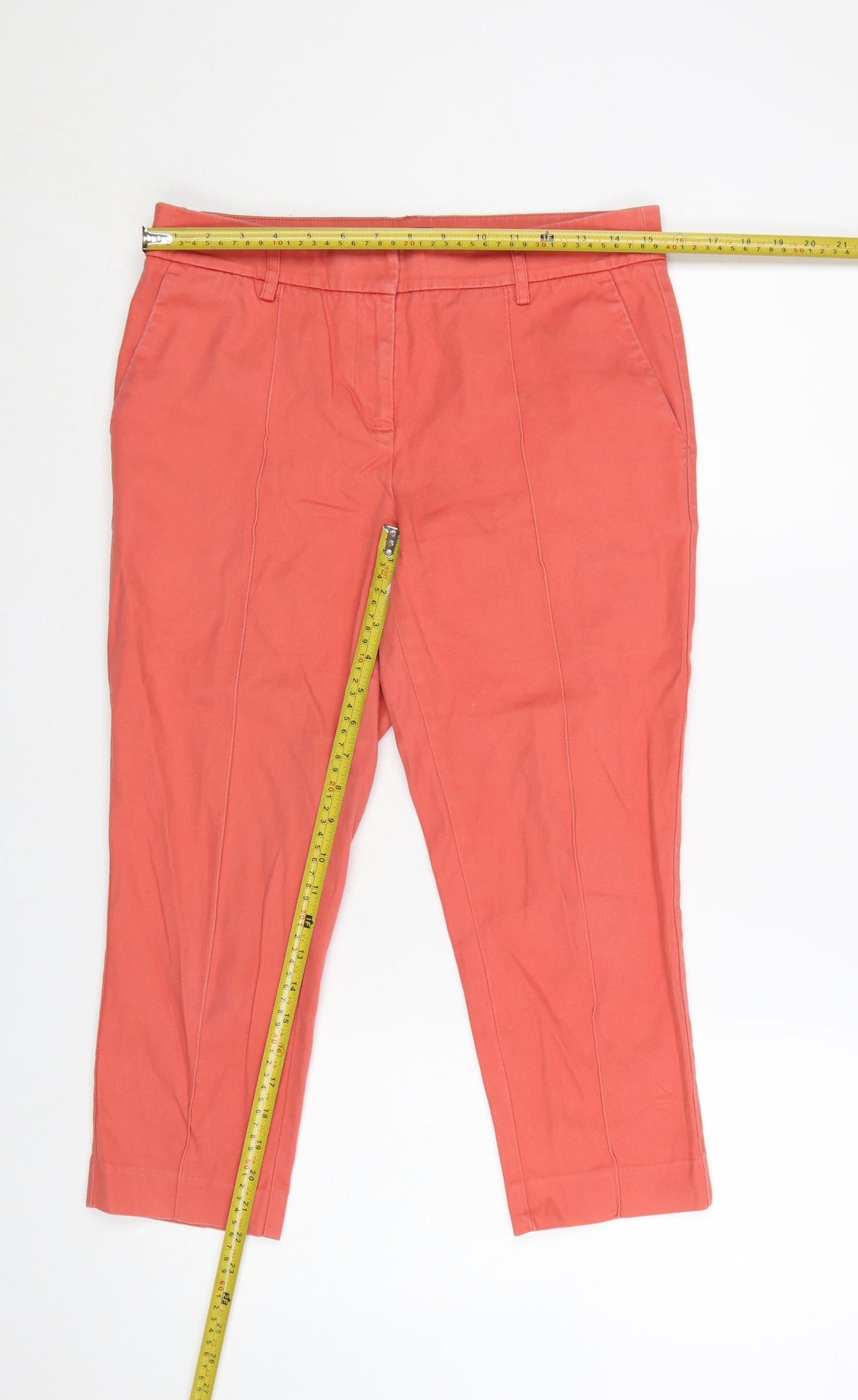Next Petite Orange Cropped Slim Trousers Women’s Size 10P Cotton Blend