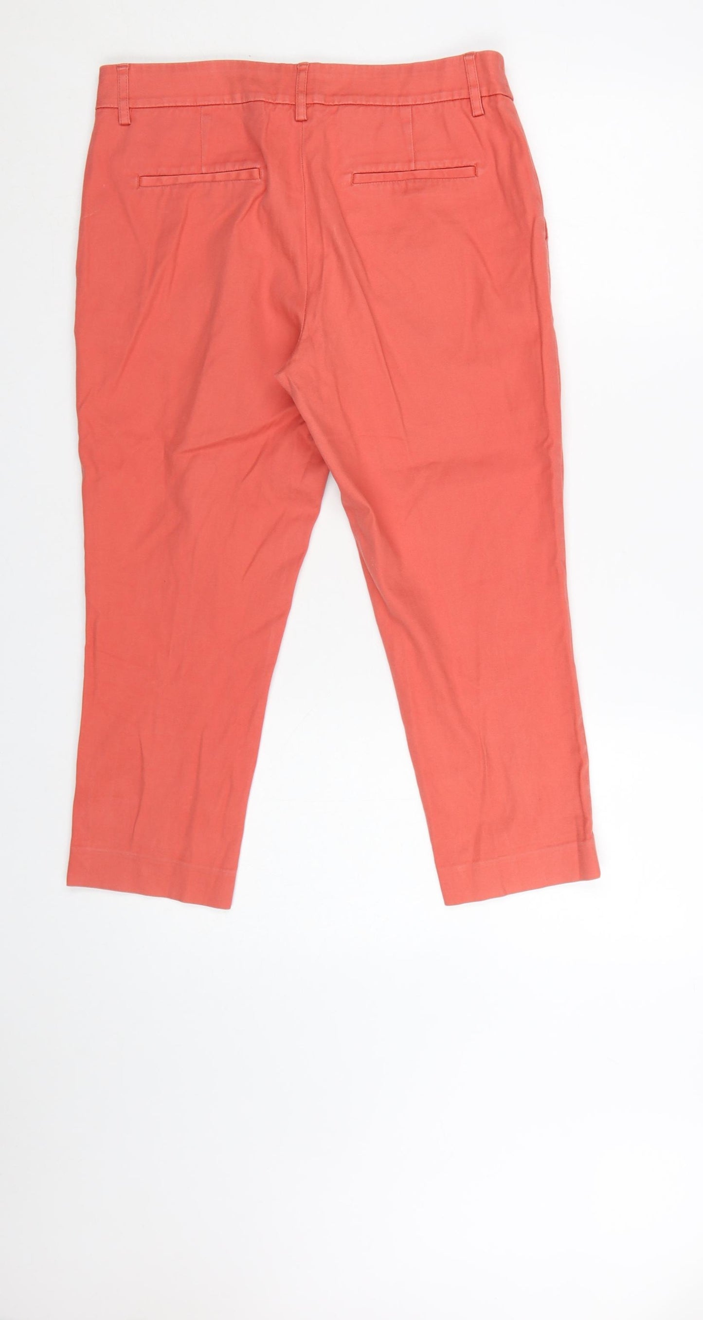 Next Petite Orange Cropped Slim Trousers Women’s Size 10P Cotton Blend