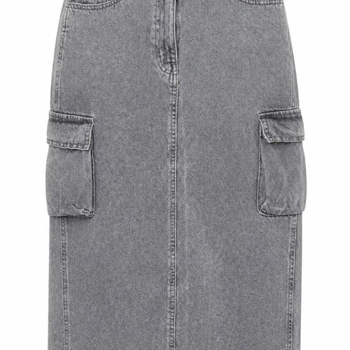 Primark Womens Grey Denim Cargo Midi Skirt Size 8