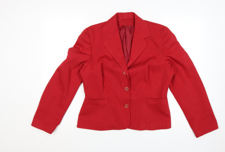 Dorothy Perkins Women's Red Blazer UK 14 Single-Breasted Classic Fit