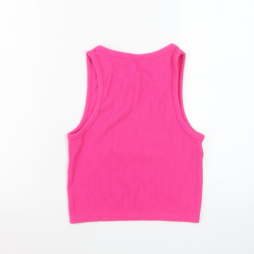 Stradivarius Women’s Pink Cropped Tank Top Size 12 Cotton Blend