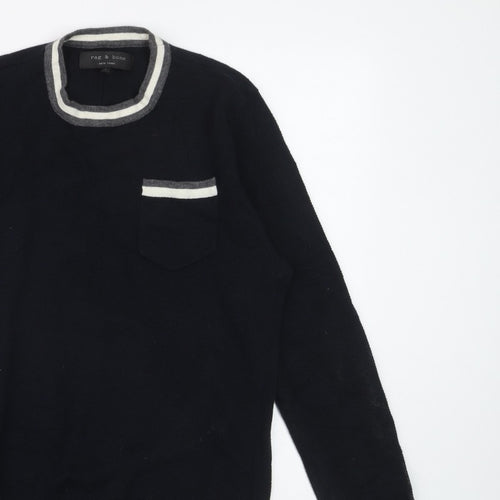 Rag & Bone Men's Black Knit Crew Neck Pullover Jumper Size L