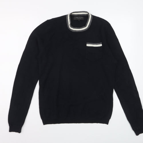 Rag & Bone Men's Black Knit Crew Neck Pullover Jumper Size L