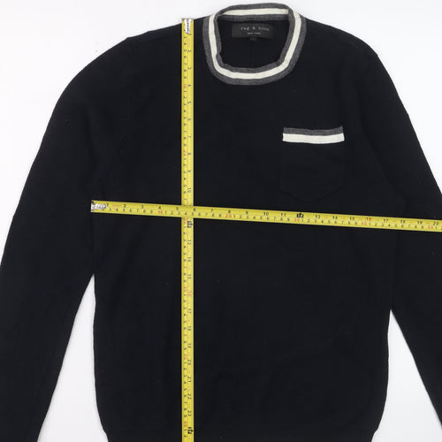Rag & Bone Men's Black Knit Crew Neck Pullover Jumper Size L