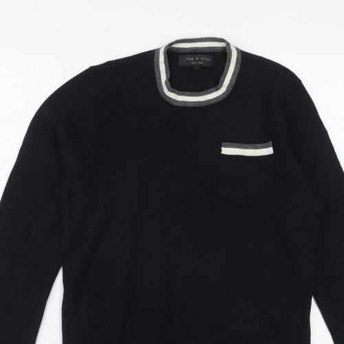 Rag & Bone Men's Black Knit Crew Neck Pullover Jumper Size L