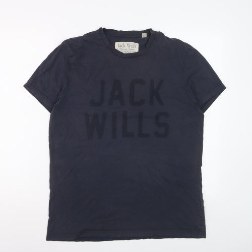 Jack Wills Men's Blue Cotton Crew Neck Short Sleeve T-Shirt M