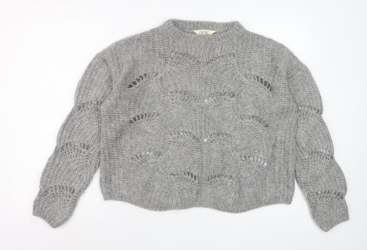 Nine by Savannah Miller Womens Grey Size 14 Open-Knit Wool Jumper