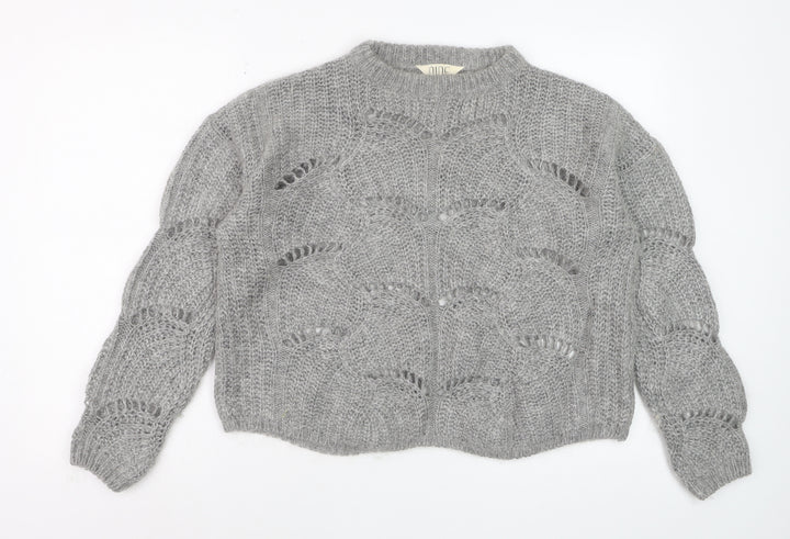 Nine by Savannah Miller Womens Grey Size 14 Open-Knit Wool Jumper