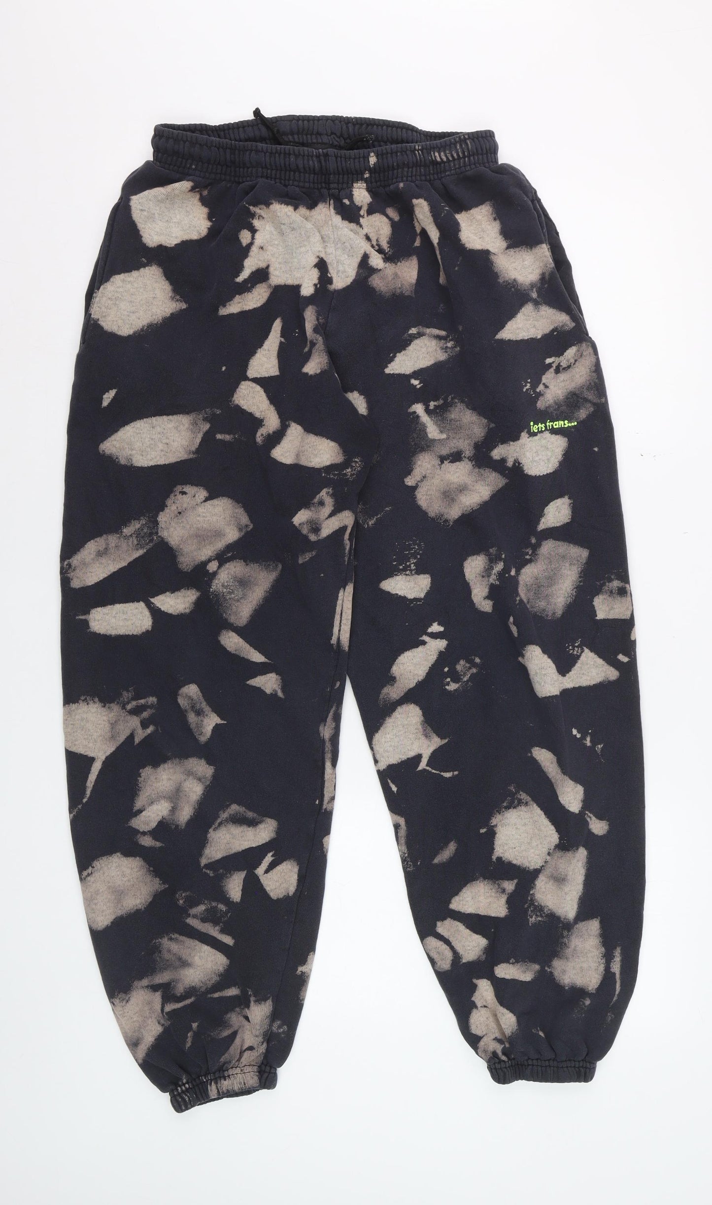 iets frans Women’s Black Bleach Print Jogger Trousers Size M