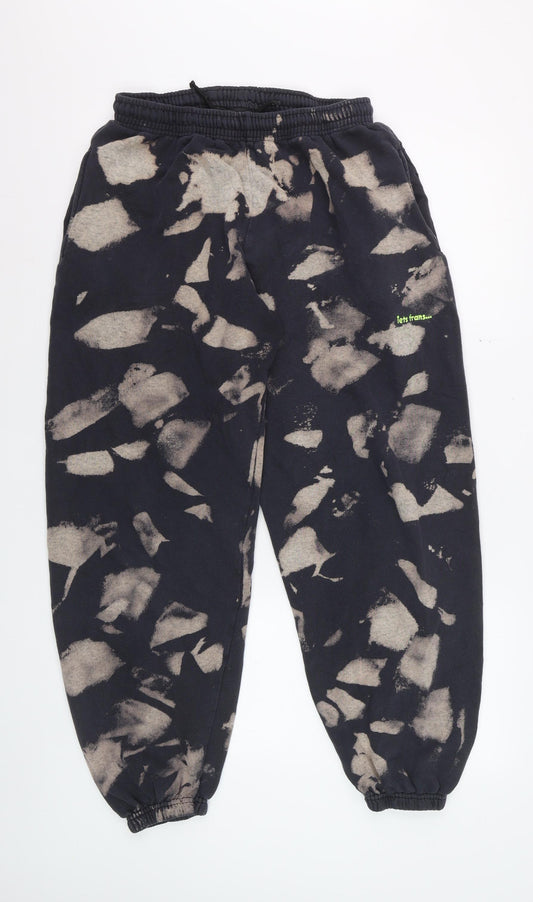 iets frans Women’s Black Bleach Print Jogger Trousers Size M