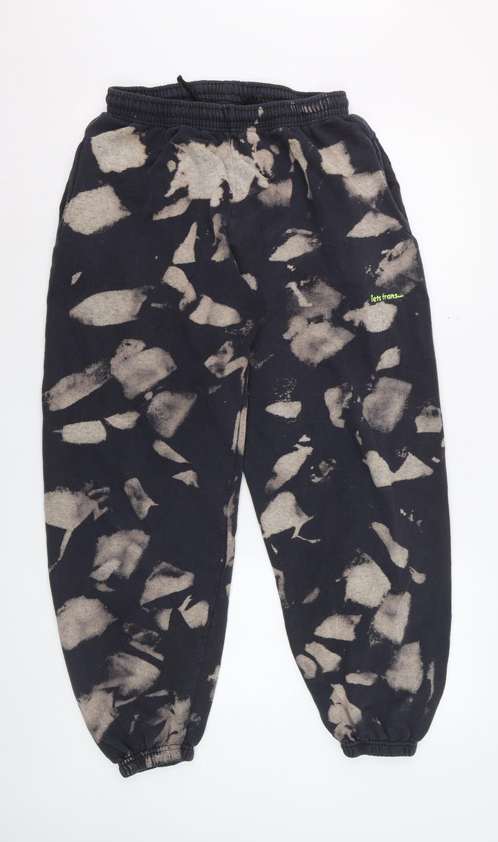 iets frans Women’s Black Bleach Print Jogger Trousers Size M