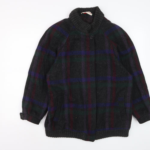 Braefair Women's Multicoloured Wool Check Mid-Length Jacket Size 12