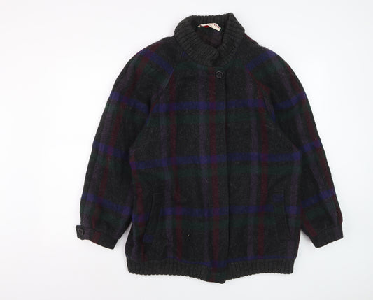 Braefair Women's Multicoloured Wool Check Mid-Length Jacket Size 12