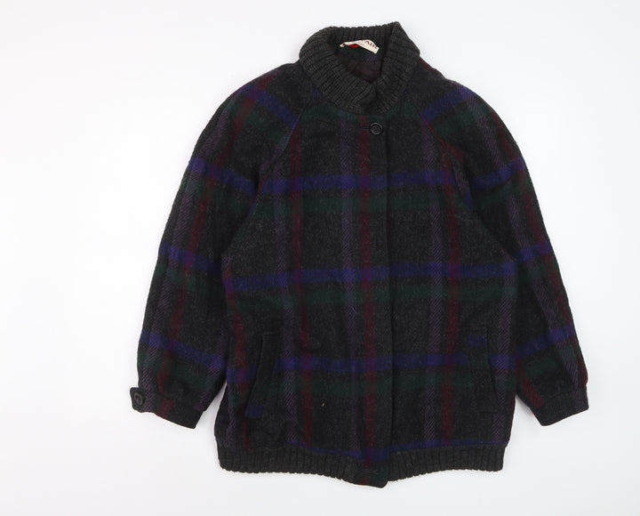 Braefair Women's Multicoloured Wool Check Mid-Length Jacket Size 12