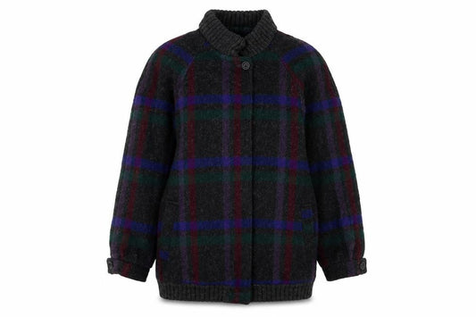 Braefair Women's Multicoloured Wool Check Mid-Length Jacket Size 12