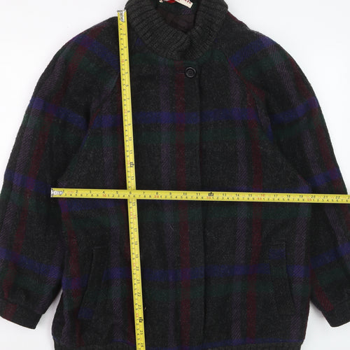Braefair Women's Multicoloured Wool Check Mid-Length Jacket Size 12