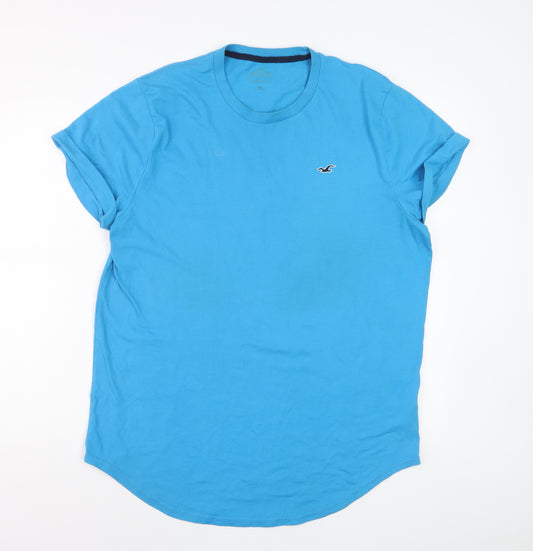 Hollister Men Blue Crew Neck Short Sleeve Jersey T-Shirt M