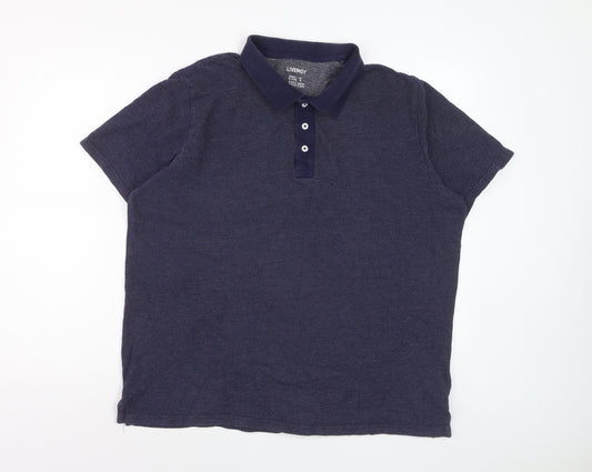 Livergy Men’s Blue Cotton Short Sleeve Polo Shirt XL