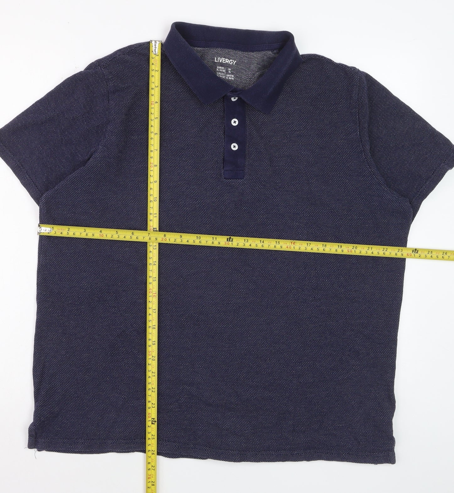 Livergy Men’s Blue Cotton Short Sleeve Polo Shirt XL