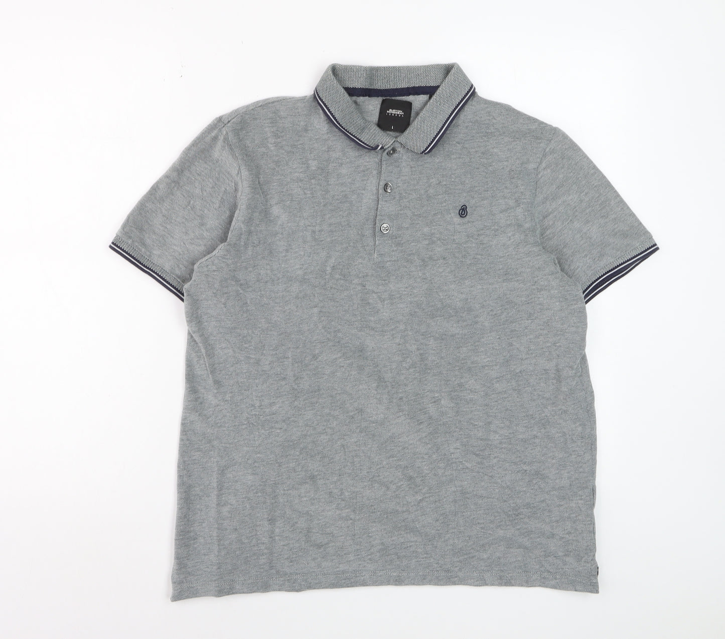 Burton Menswear London Grey Regular Fit Polo Shirt Size L