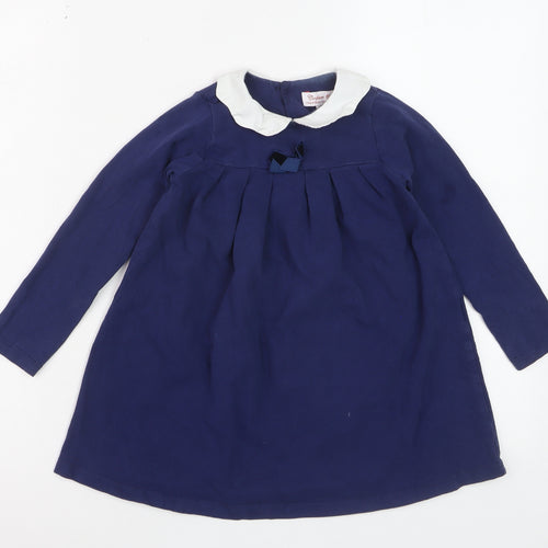 Trotters London Girls Blue A-Line Peter Pan Collar Dress 3 Years
