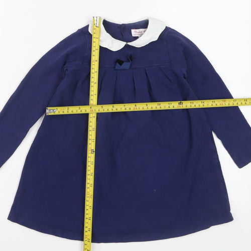 Trotters London Girls Blue A-Line Peter Pan Collar Dress 3 Years