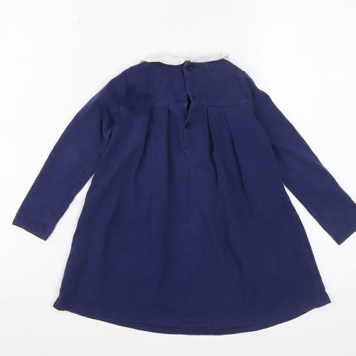 Trotters London Girls Blue A-Line Peter Pan Collar Dress 3 Years