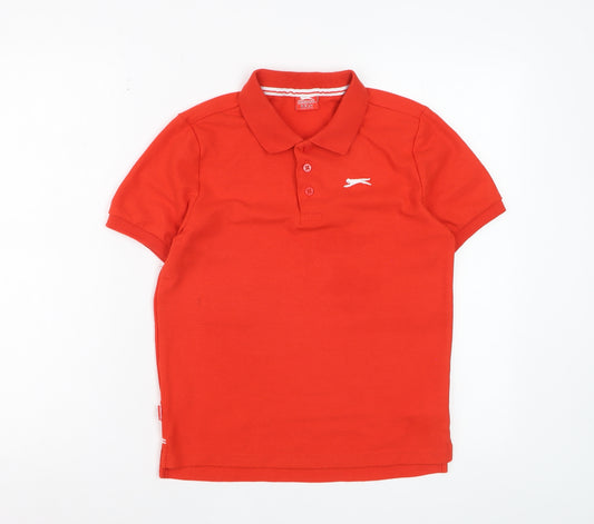 Slazenger Boys Red Polo Shirt 11-12 Years Classic Short Sleeve Sportswear