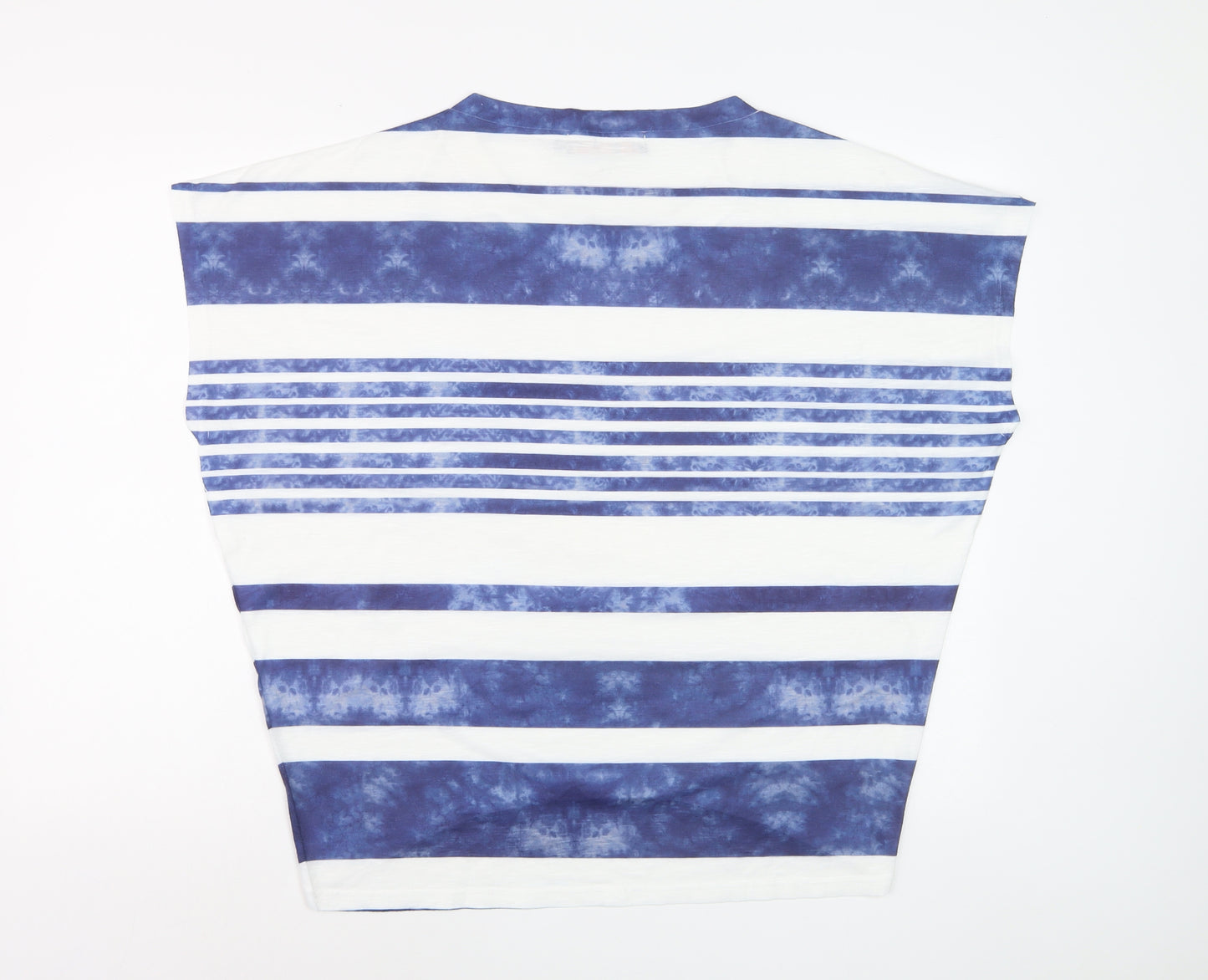 QED London Women Blue Striped Sleeveless Basic T-Shirt S