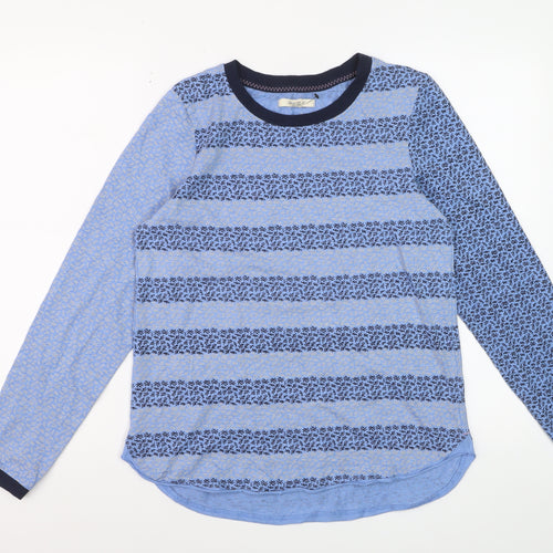 White Stuff Womens Blue Striped Long Sleeve Jersey T-Shirt Size 12