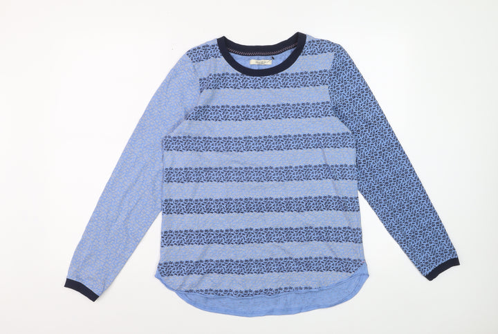 White Stuff Womens Blue Striped Long Sleeve Jersey T-Shirt Size 12