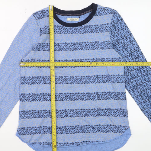 White Stuff Womens Blue Striped Long Sleeve Jersey T-Shirt Size 12