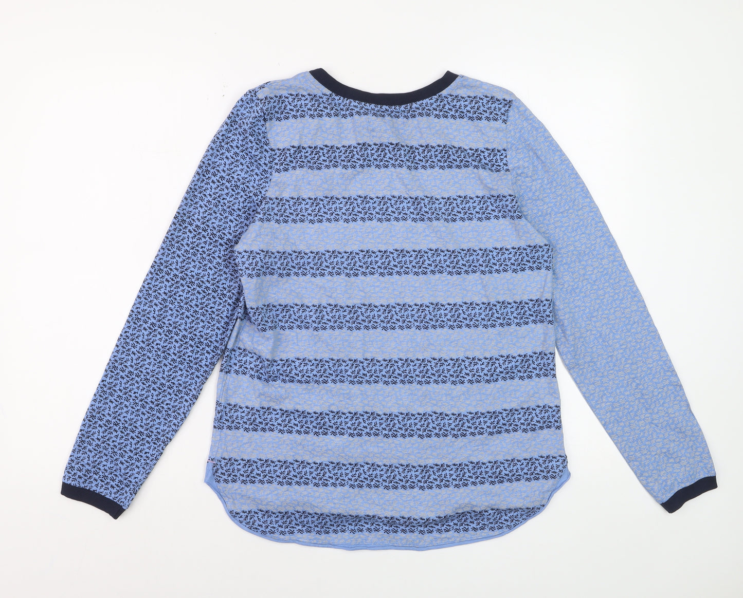 White Stuff Womens Blue Striped Long Sleeve Jersey T-Shirt Size 12